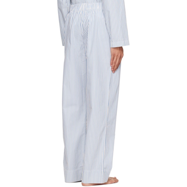  테클라 Tekla White & Blue Oversized Pyjama Pants 232482M218058