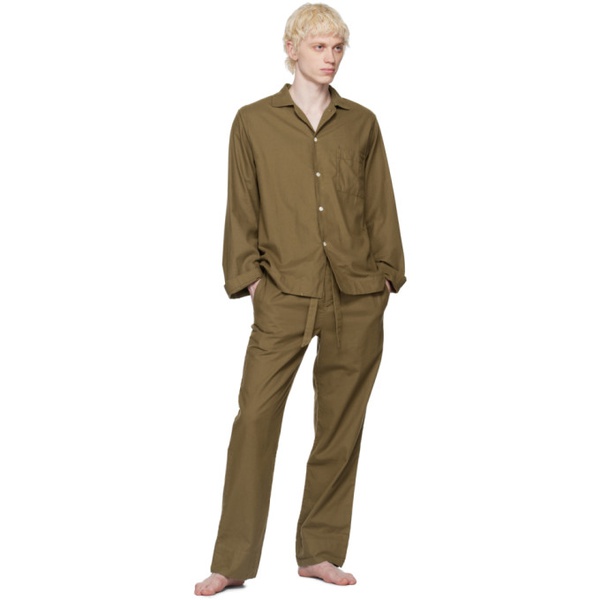  테클라 Tekla Green Button Pyjama Shirt 232482M218090