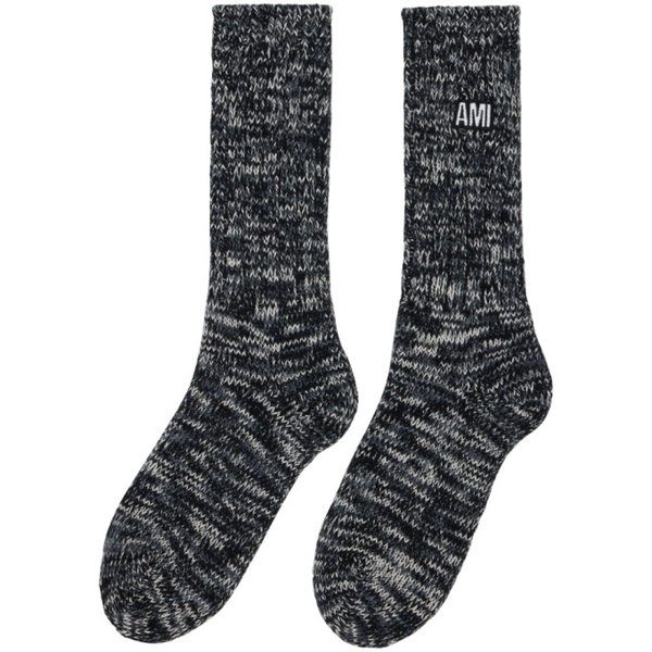  AMI Paris Black Marled Socks 232482M220015