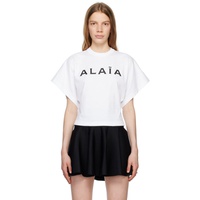 알라이아 ALAIA White Embroidered T-Shirt 232483F110001