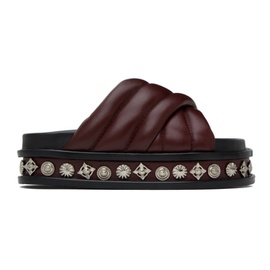 토가 풀라 토가 Toga Pulla Burgundy Embellished Leather Sandals 232492F124012
