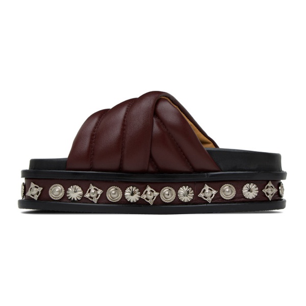  토가 풀라 토가 Toga Pulla Burgundy Embellished Leather Sandals 232492F124012