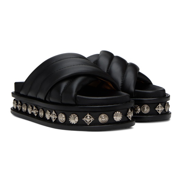  토가 풀라 토가 Toga Pulla Black Embellished Leather Sandals 232492F124013