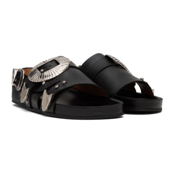  토가 풀라 토가 Toga Pulla SSENSE Exclusive Black Leather Sandals 232492F124018