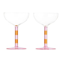 Fazeek Pink & Orange Striped Coupe Glasses Set 232507M800001