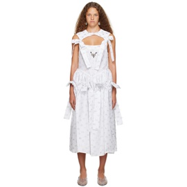 초포바 로위나 Chopova Lowena SSENSE Exclusive White Wedding Carve Bow Midi Dress 232529F054009