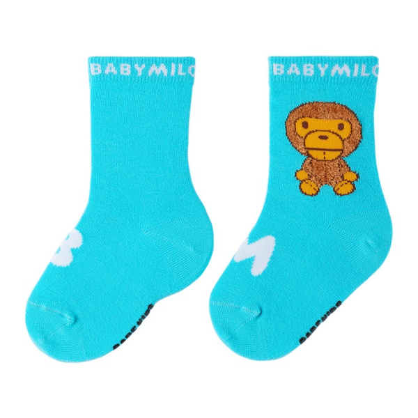  베이프 BAPE Kids Blue Baby Milo Socks 232546M713001