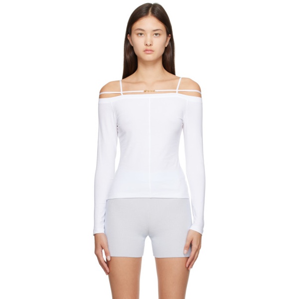  자크뮈스 JACQUEMUS White Le Papier Le T-Shirt Sierra Long Sleeve T-Shirt 232553F110013