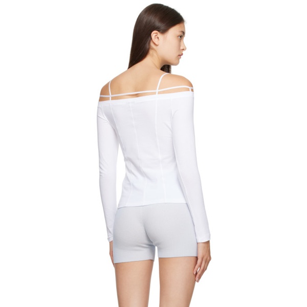  자크뮈스 JACQUEMUS White Le Papier Le T-Shirt Sierra Long Sleeve T-Shirt 232553F110013