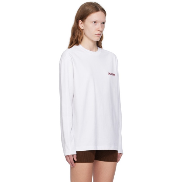  자크뮈스 JACQUEMUS White Le Chouchou Le T-Shirt Pavane Manches Longues Long Sleeve T-Shirt 232553F110027