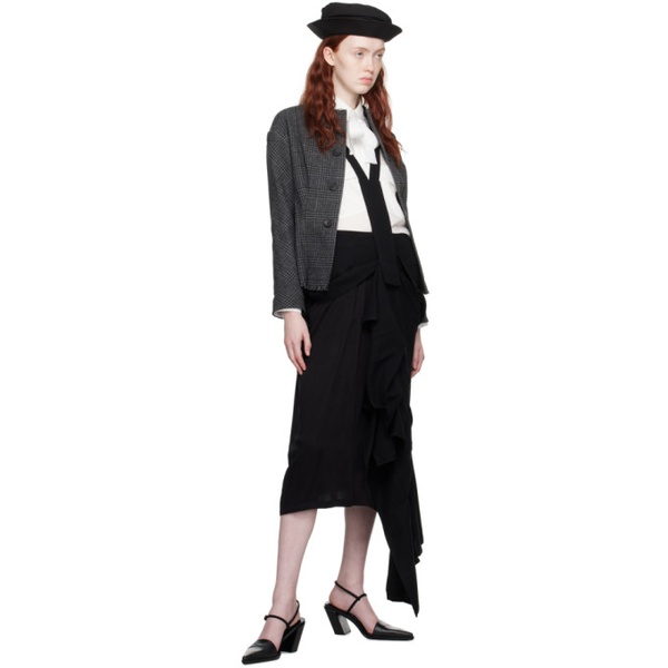  요지 야마모토 YOHJI YAMAMOTO Black Suspenders Midi Skirt 232573F092002