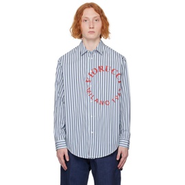 Fiorucci Blue & White Striped Shirt 232604M192004