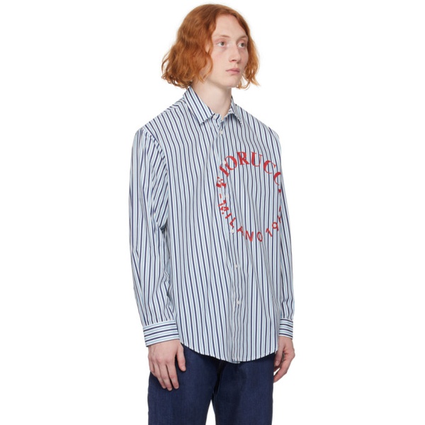  Fiorucci Blue & White Striped Shirt 232604M192004