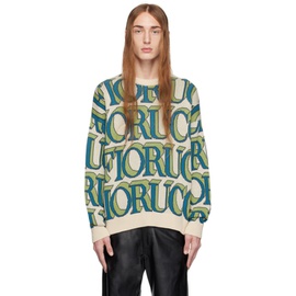 Fiorucci Beige & Green Monogram Sweater 232604M201003
