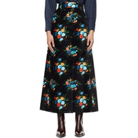 Rabanne Black Floral Maxi Skirt 232605F093002