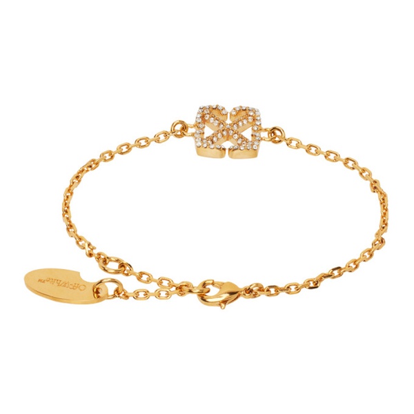  오프화이트 Off-White Gold Pave Arrow Bracelet 232607F020000