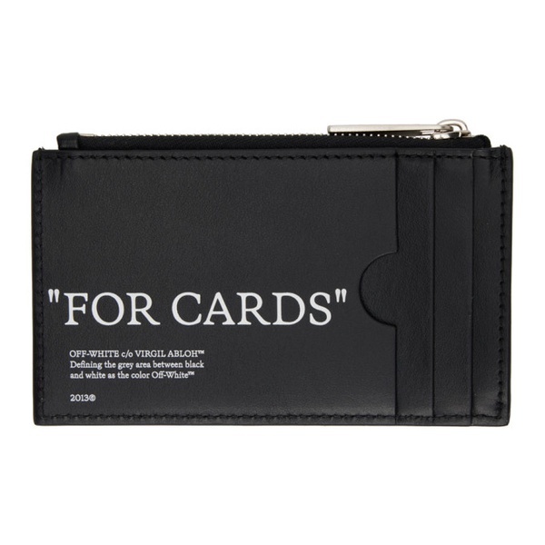  오프화이트 Off-White Black Quote Bookish Zipped Card Holder 232607M163003