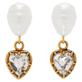 에르뎀 Erdem Gold Pearl & Heart Drop Earrings 232641F022004
