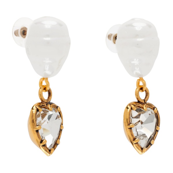  에르뎀 Erdem Gold Pearl & Heart Drop Earrings 232641F022004