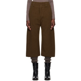 르메르 LEMAIRE Brown Curved Trousers 232646F087008