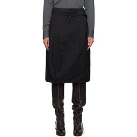 르메르 LEMAIRE Black Pleated Belted Midi Skirt 232646F092000