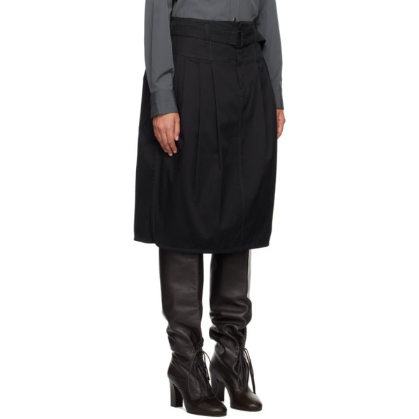  르메르 LEMAIRE Black Pleated Belted Midi Skirt 232646F092000