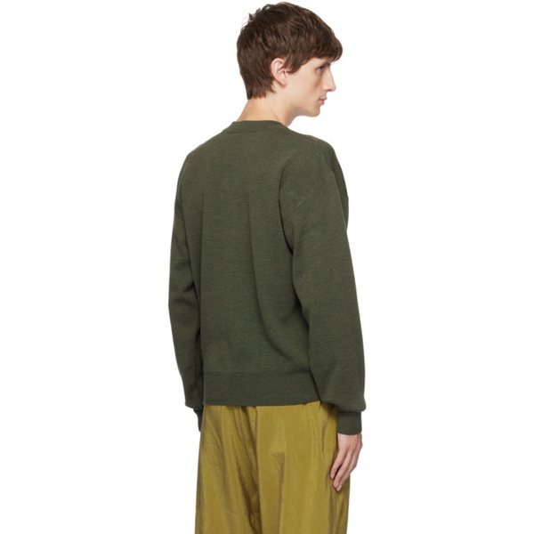  르메르 LEMAIRE Green V-Neck Sweater 232646M206002