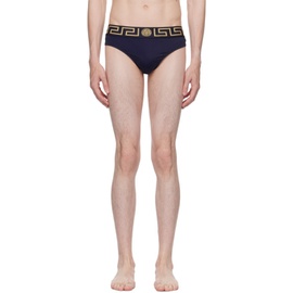 베르사체 언더웨어 베르사체 Versace Underwear Navy Greca Border Swim Briefs 232653M208007