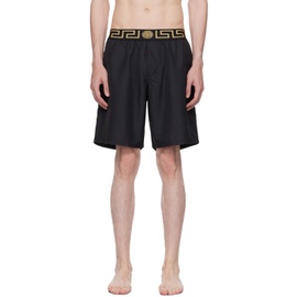 베르사체 언더웨어 베르사체 Versace Underwear Black Greca Swim Shorts 232653M208030