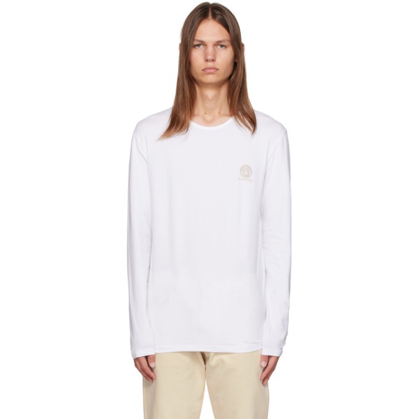베르사체 베르사체 언더웨어 베르사체 Versace Underwear White Medusa Long Sleeve T-Shirt 232653M213005