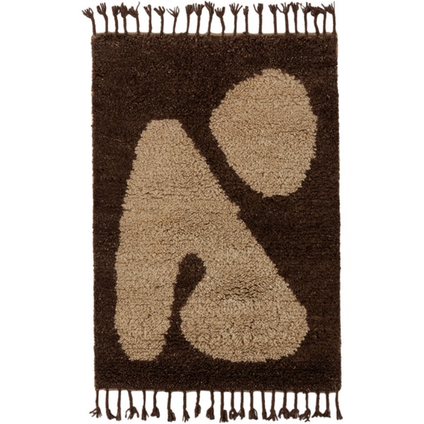  Ferm LIVING Brown & 오프화이트 Off-White Small Abstract Rug 232659M626007