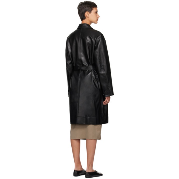  로우 클래식 LOW CLASSIC Black Belted Faux-Leather Coat 232666F059000