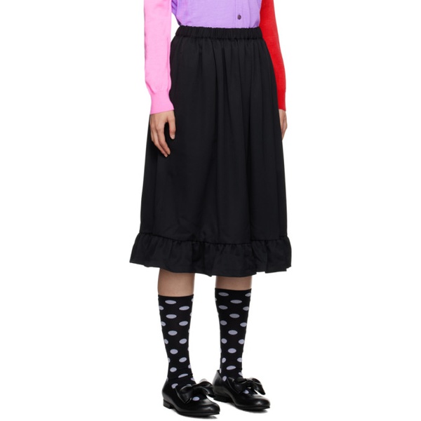  Comme des Garcons Girl Black Frill Midi Skirt 232670F092009