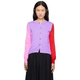 Comme des Garcons Girl Purple & Red Colorblock Cardigan 232670F095003
