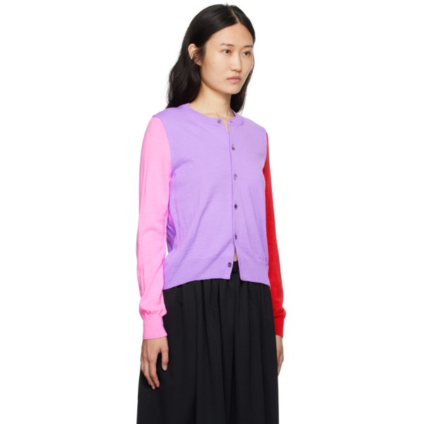  Comme des Garcons Girl Purple & Red Colorblock Cardigan 232670F095003