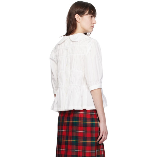  Comme des Garcons Girl White Shirred Blouse 232670F107000