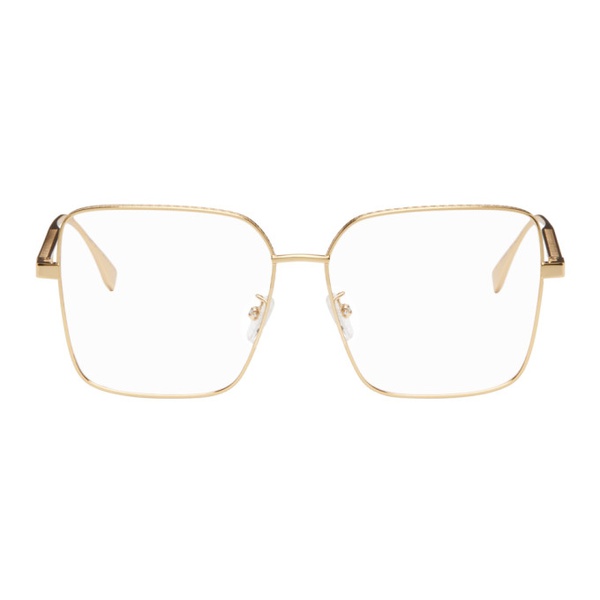 펜디 펜디 Fendi Gold Square Glasses 232693F004003