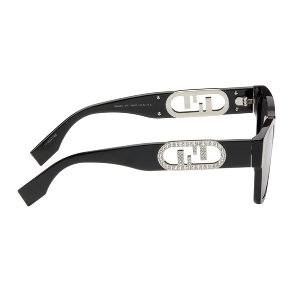 펜디 펜디 Fendi Black Crystal-Cut Sunglasses 232693F005018