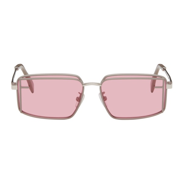 펜디 펜디 Fendi Gray Rectangular Sunglasses 232693F005056
