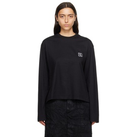 우영미 WOOYOUNGMI Black Embroidered Long Sleeve T-Shirt 232704F110005