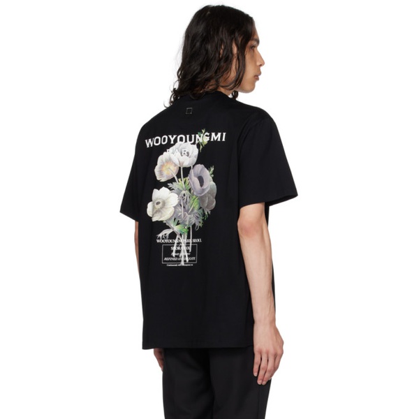  우영미 WOOYOUNGMI Black Flower Back T-Shirt 232704M213011