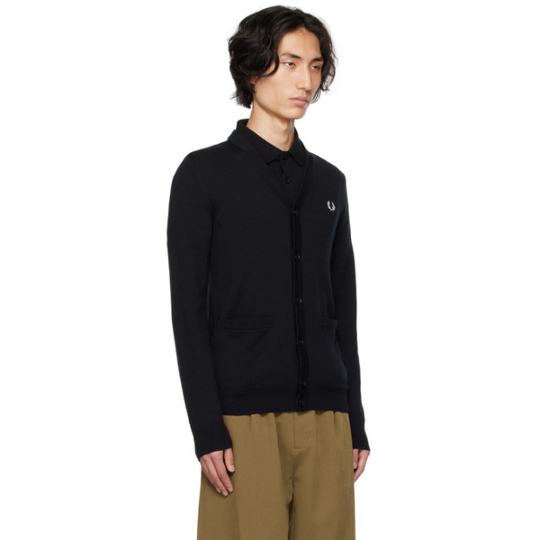  Fred Perry Black Embroidered Cardigan 232719M200001