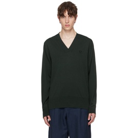 Fred Perry Green V-Neck Sweater 232719M206002