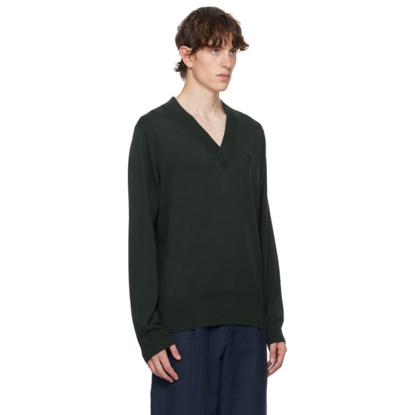  Fred Perry Green V-Neck Sweater 232719M206002