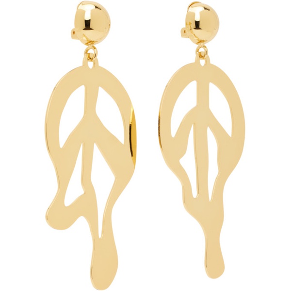  모스키노 Moschino Gold Morphed Leaf Earrings 232720F022008