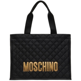 모스키노 Moschino Black Quilted Logo Tote 232720F049000