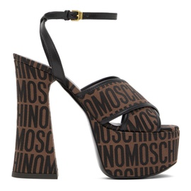 모스키노 Moschino Brown & Black Logo Jacquard Heels 232720F125001