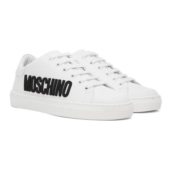  모스키노 Moschino White Logo Sneakers 232720F128005