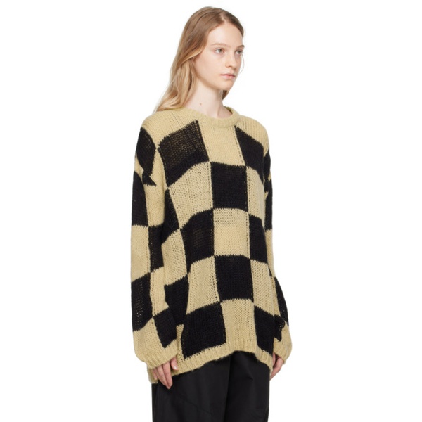  OPEN YY Beige & Black Checker Board Sweater 232731F096006