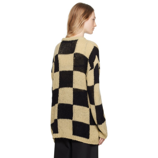  OPEN YY Beige & Black Checker Board Sweater 232731F096006